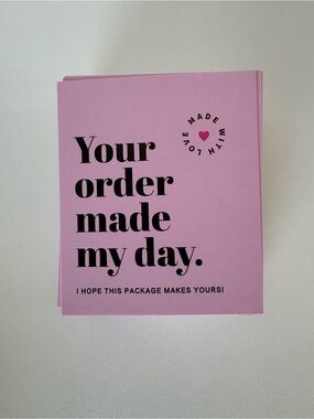 Pink 'Your order made my day.' Thank-You Card - business card 50 cards
